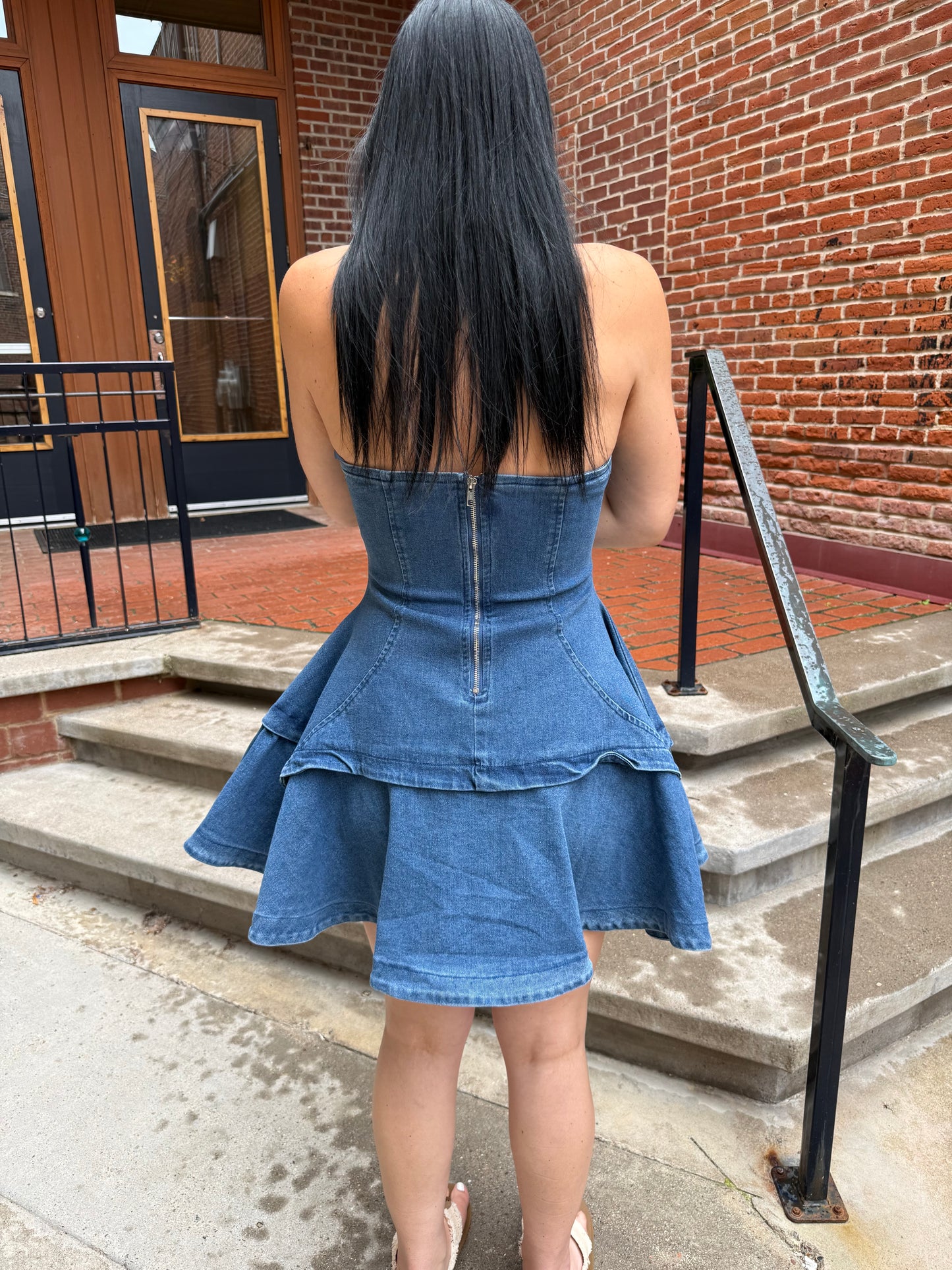 Sierra Western Stitch Sweetheart Denim Minidress