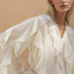 Vicky Sheer Ruffled Detail Button Down Blouse in Beige