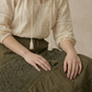 Afton Elastic Waist Maxi Skirt with Lace Trim in Olive
