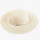 Agatha Straw Hat w/ Seashell & Bead Band in Beige