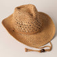 Natural Material Straw Panama Adjustable Sun Hat in Brown