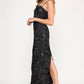 Jules Mesh Embroidered Floral Black Dress