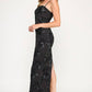 Jules Mesh Embroidered Floral Black Dress