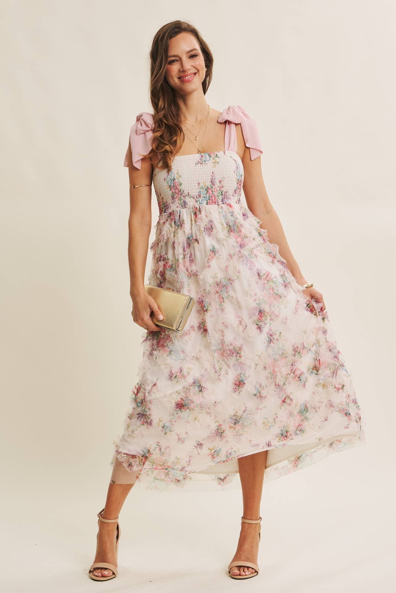 Kari Floral Smocked Midi Dress