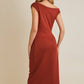 Lauren One Shoulder Midi Dress in Rust