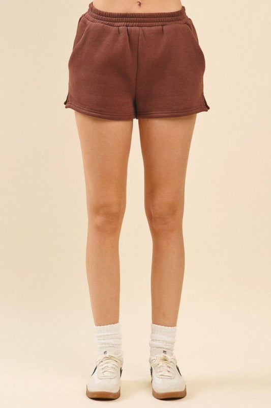 Chocolate High waisted Sweat Shorts