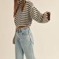 Amber Striped Turtle Neck Crop Sweater in Mocha/Black