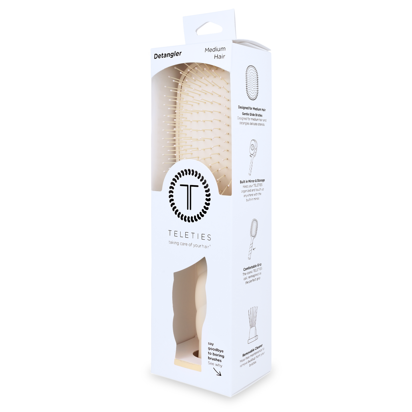 Teleties Detangler Hair Brush for Medium Hair in Tan