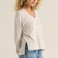 Wilder Cloud V Neck Top in Light Oatmeal