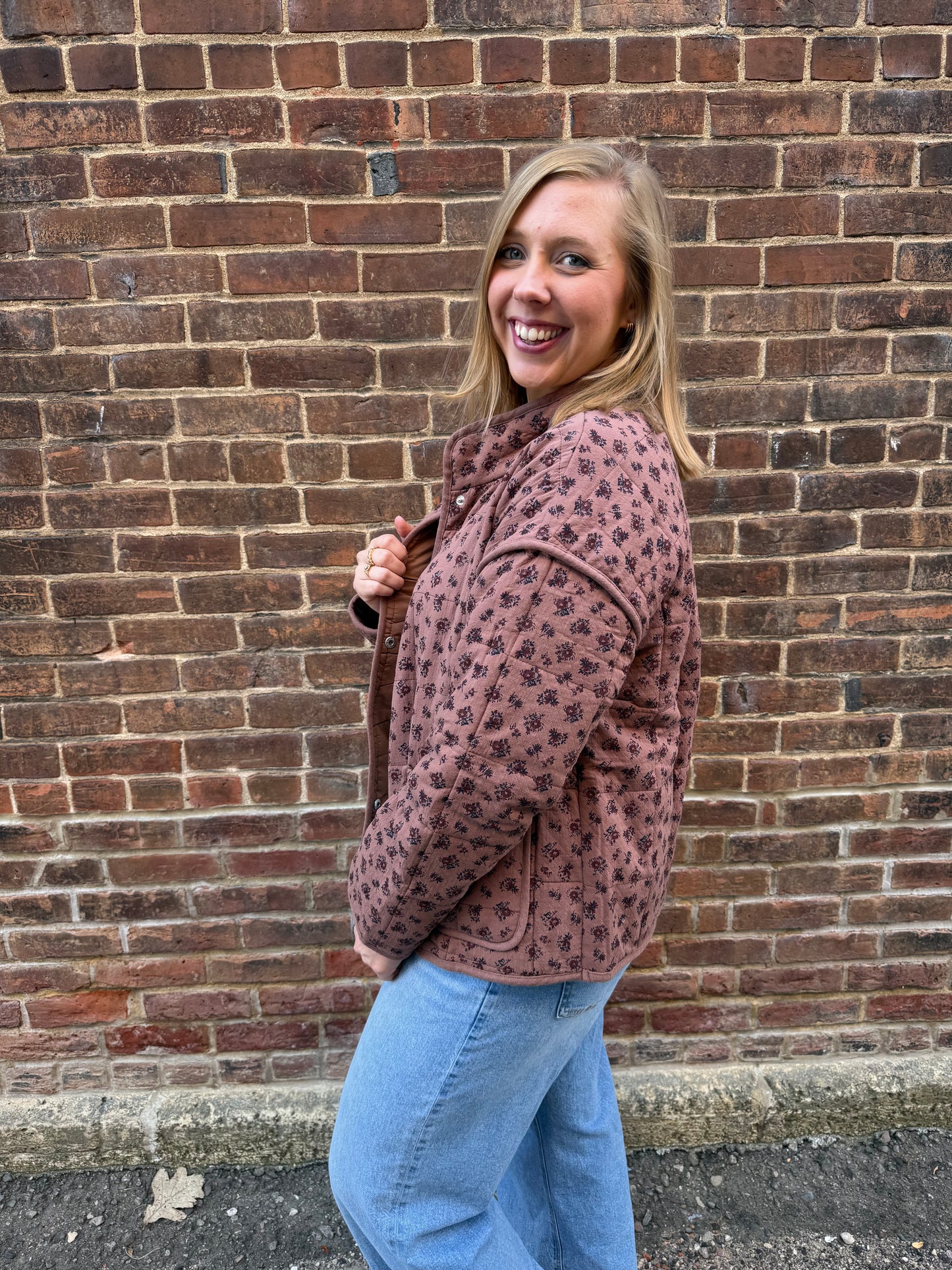 Ashley Button Down Coat in Ditsy Floral
