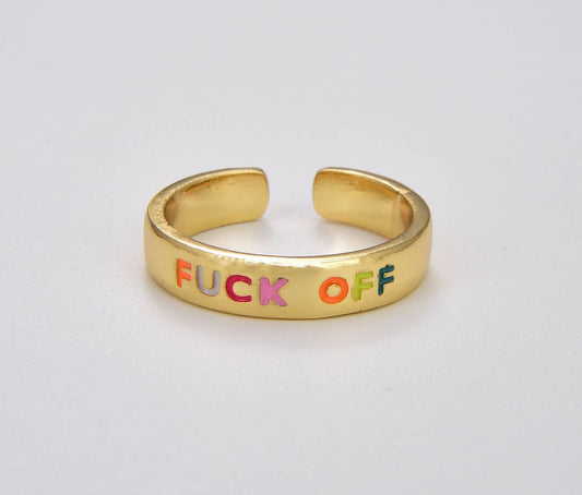 Y2K Gold Filled Fuck Off Ring