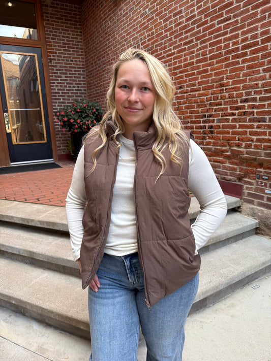 Ava Reversible Vest in Brown
