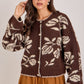 Julia Floral Patterned Cardigan in Mocha