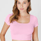 Noelle Cap Sleeve Square Neck Top in Peony Pink