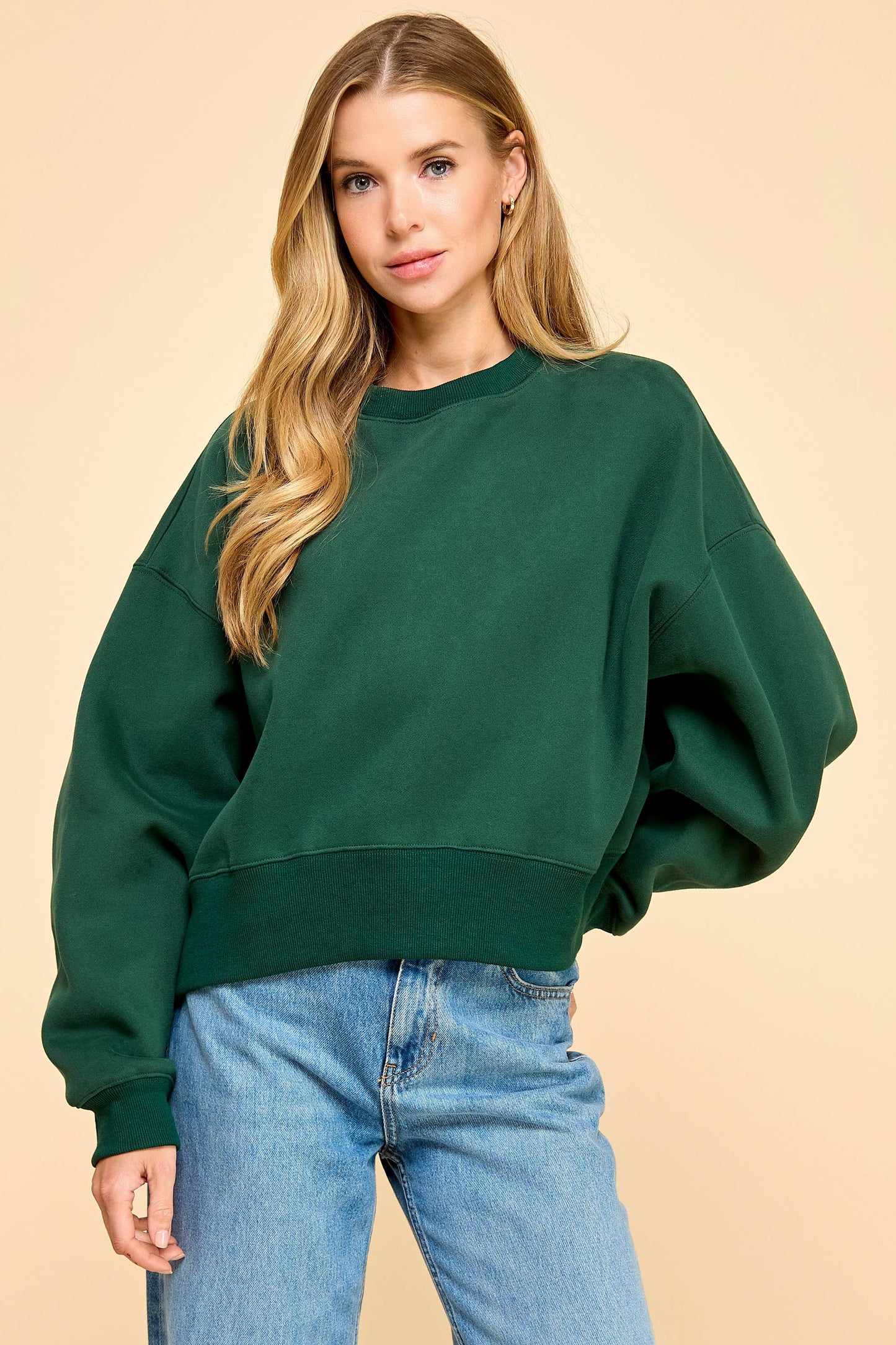 Green Dropped Shoulder Sweatshirt