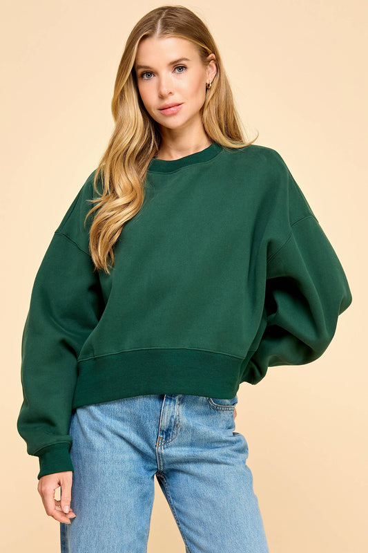 Green Dropped Shoulder Sweatshirt