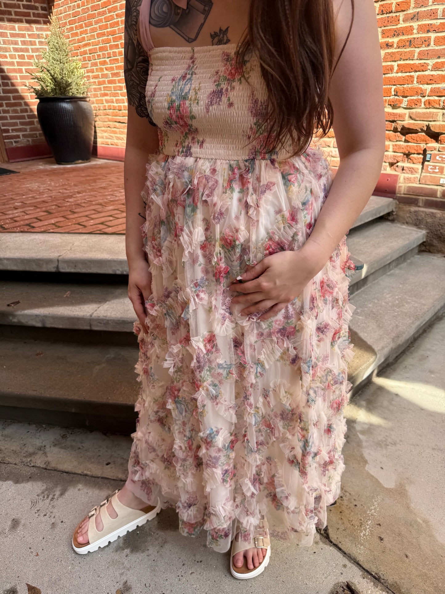 Kari Floral Smocked Midi Dress