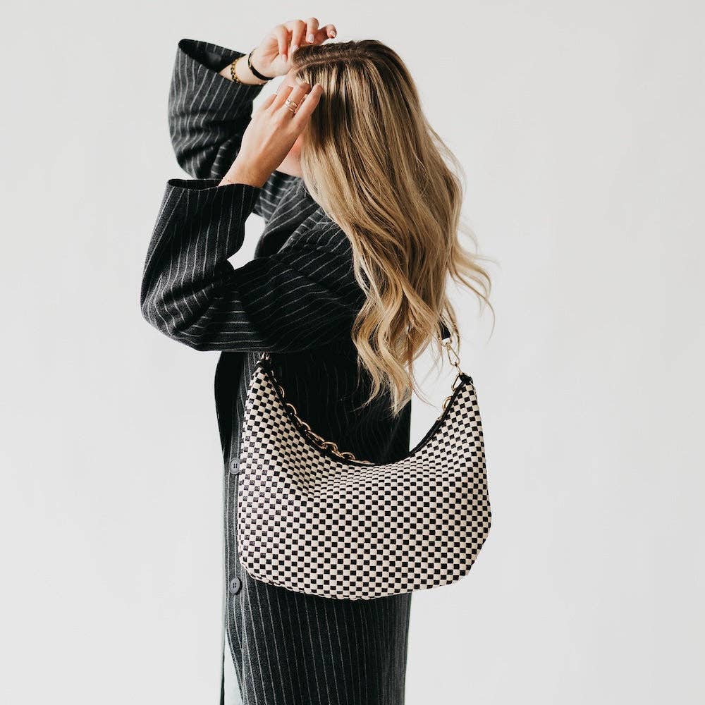 Sienna Slouchy Woven Shoulder Bag in Taupe