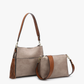 Lyla 2-in-1 Bucket Bag in Warm Grey/Brown