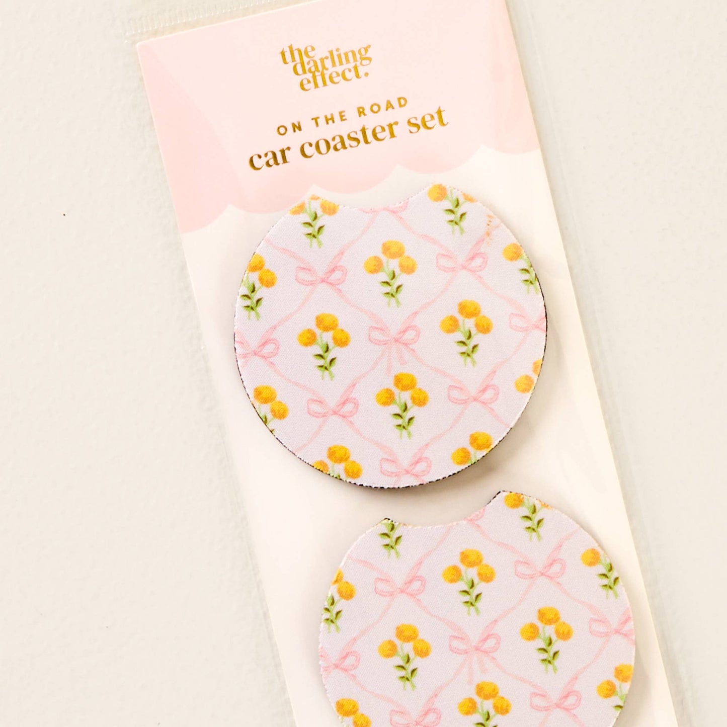 On the Road Car Coaster Set in Marigold Lane Pink