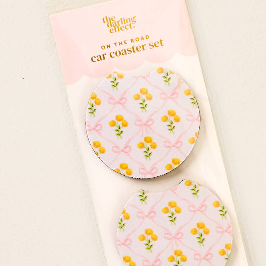 On the Road Car Coaster Set in Marigold Lane Pink