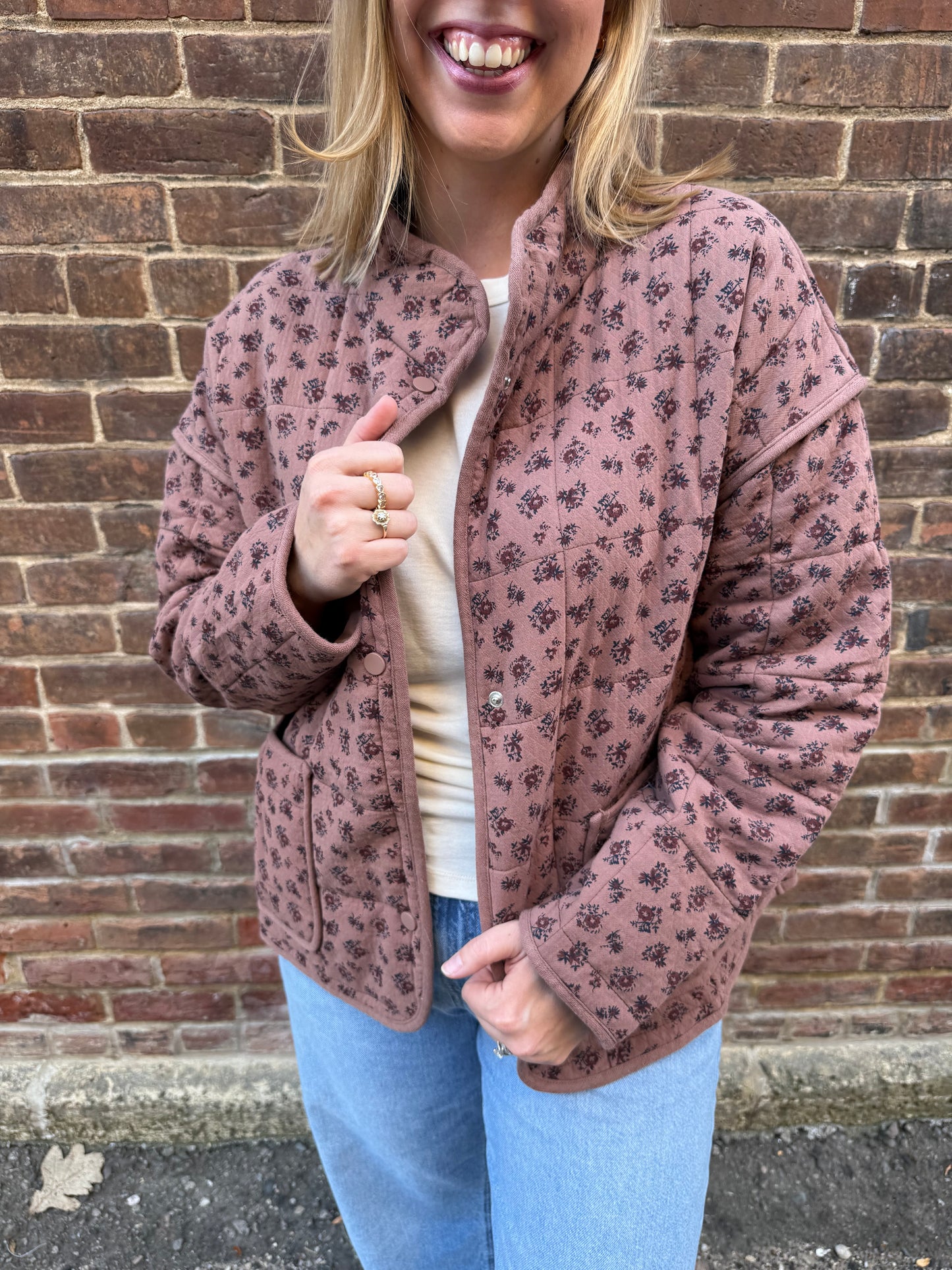 Ashley Button Down Coat in Ditsy Floral