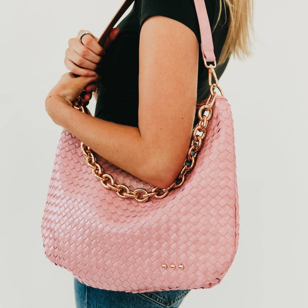 Sienna Slouchy Woven Shoulder Bag in Black