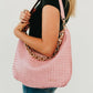 Sienna Slouchy Woven Shoulder Bag in Checkered Black