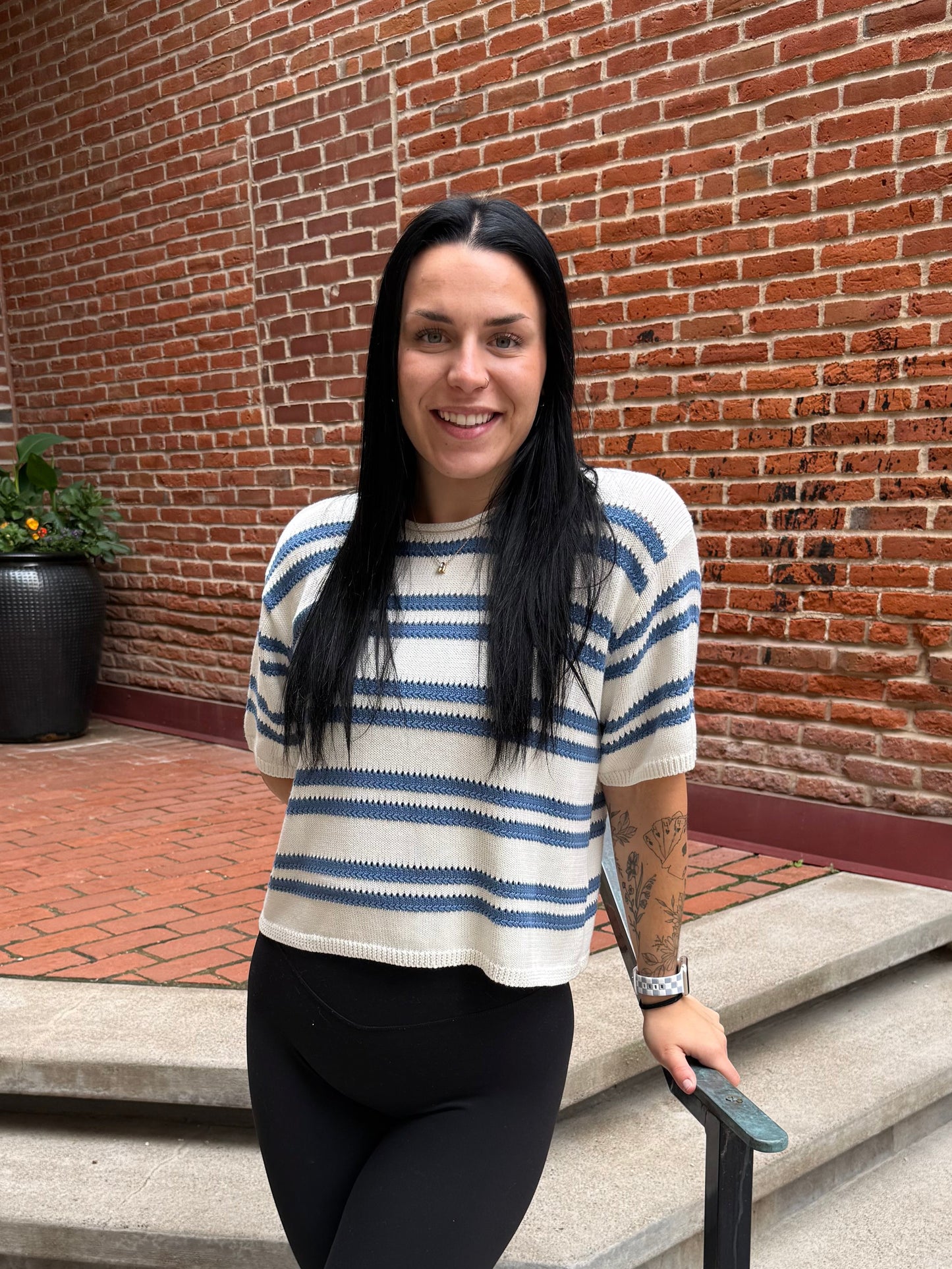 Prado Striped Sweater in Lake Blue