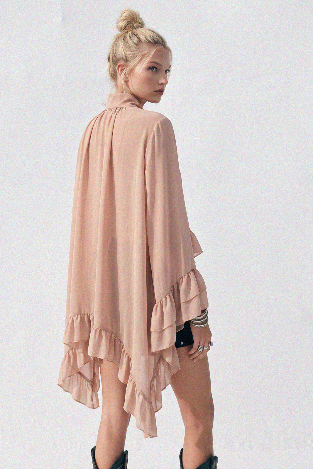 Molly Ruffled Blouse in Black