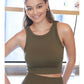 Lily Chevron Highneck Crop Top in Oak Moss