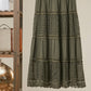 Afton Elastic Waist Maxi Skirt with Lace Trim in Olive