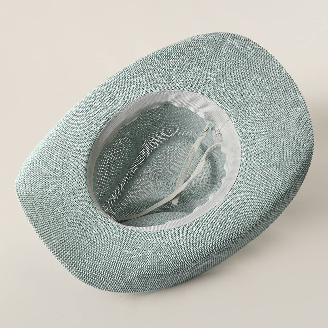 Cowboy Straw Hat With Turquoise Metal Band