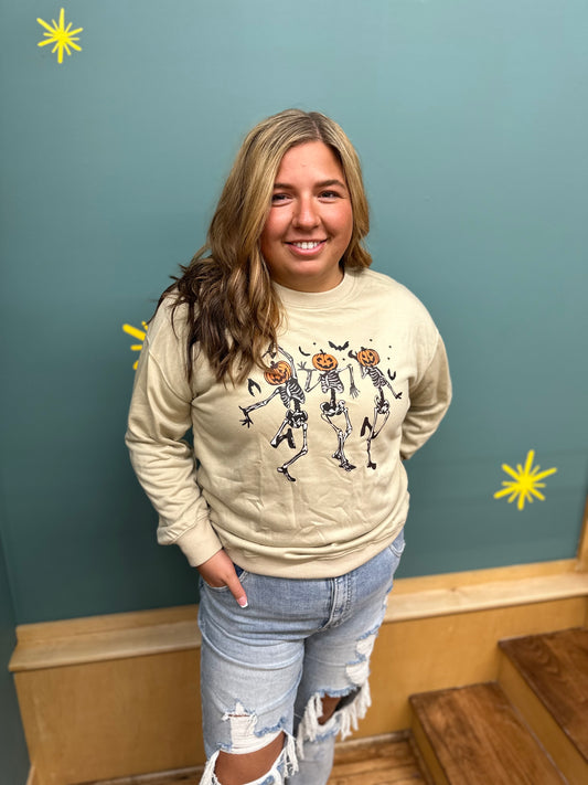 Pumpkin Skeleton Graphic Sweatshirt