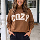 Cozy Plaid Letter Patchwork Mock Neck Sweatshirt