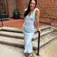 Lydia Floral Burnout Maxi Dress in Pale Blue