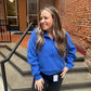 Drea Half-Zip Cropped Half Zip in Cobalt