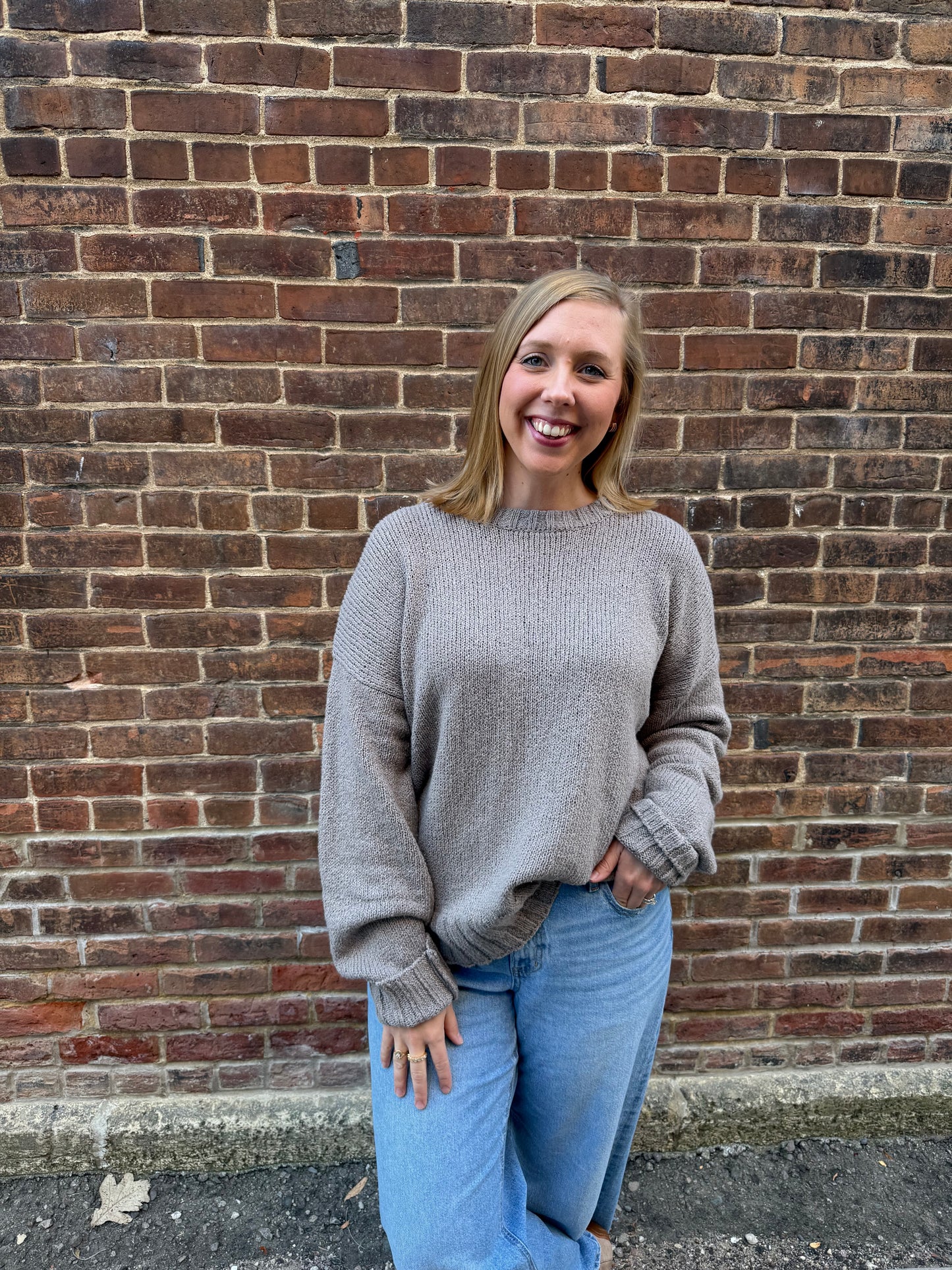 Beck Textured Sweater in Light Tavern