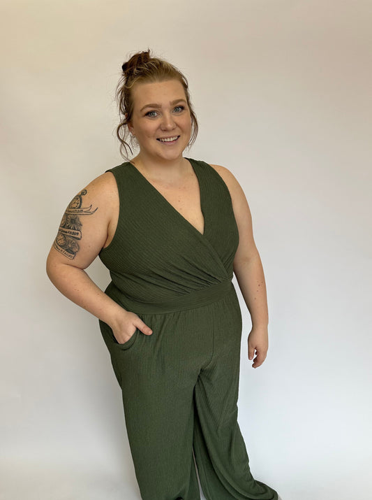 Millie Olive Jumpsuit in Plus