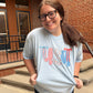 USA Preppy Bow Comfort Colors T Shirt 4th of July in Hydrangea