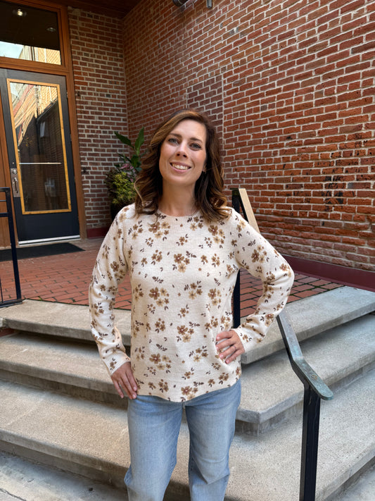 Kelly Floral Sweater in Taupe