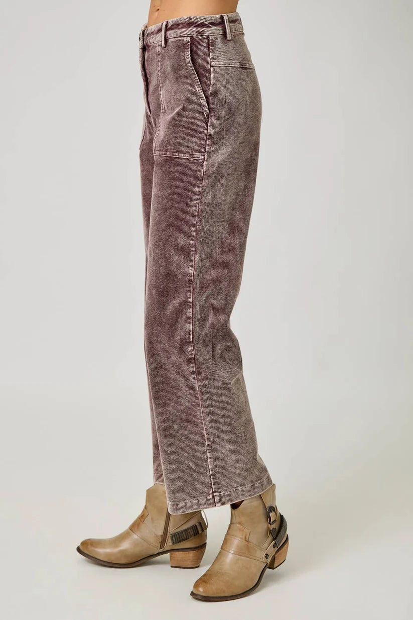 Julie Washed Corduroy Trousers in Eggplant