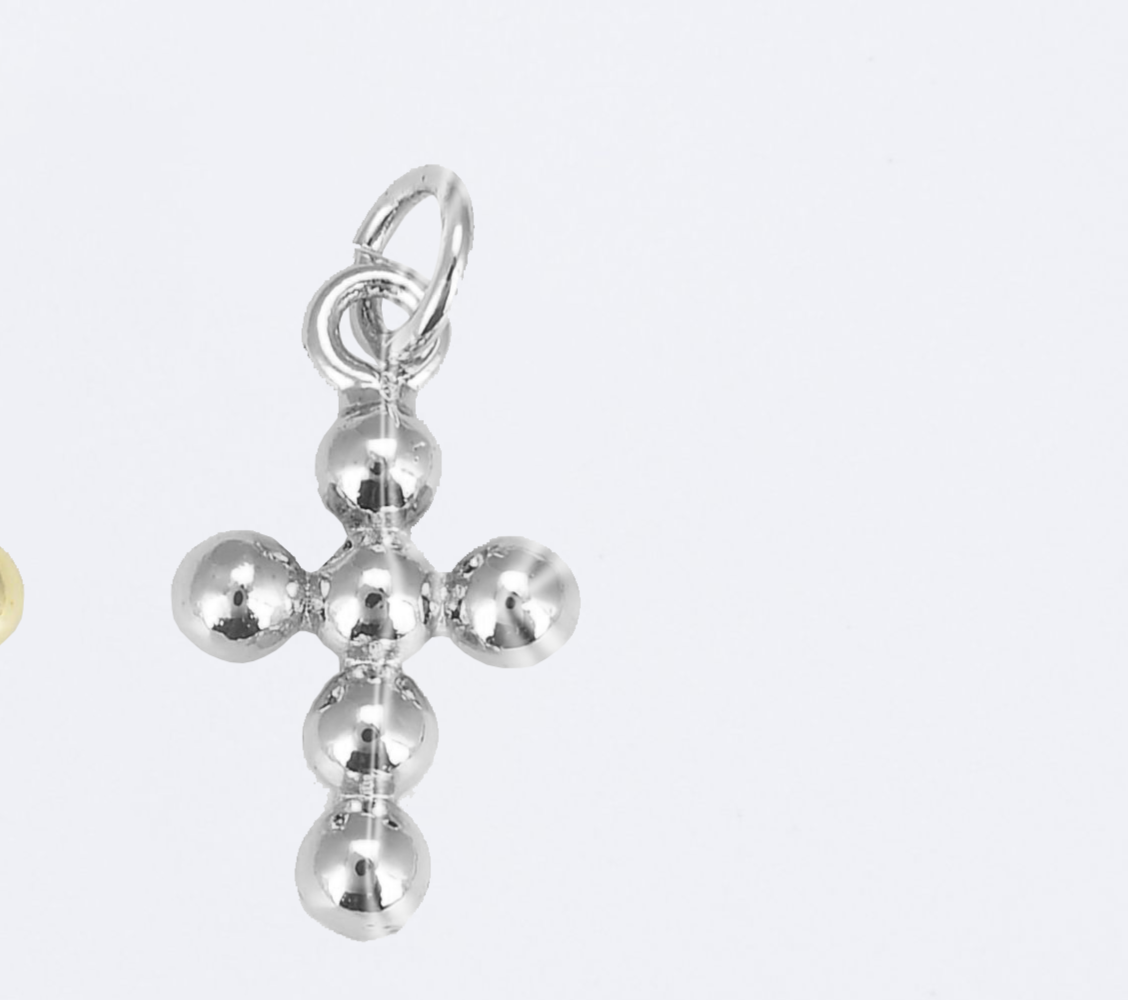 Minimalist Cross Charm Pendant in Silver