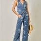 Korrine Printed Barrel Denim Jeans in Dark Denim