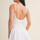 White Polka Dot Print Lace Trim Ruffle Mini Dress