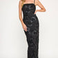 Jules Mesh Embroidered Floral Black Dress