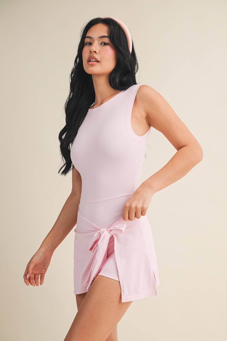 Sleeveless Wrap Tie Front Dress in Lemon