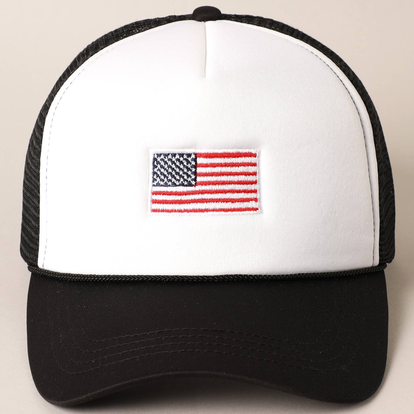 American Flag Trucker Hat in Black