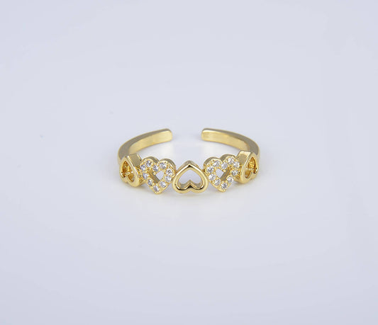 Heart Adjustable Open Stacking Ring
