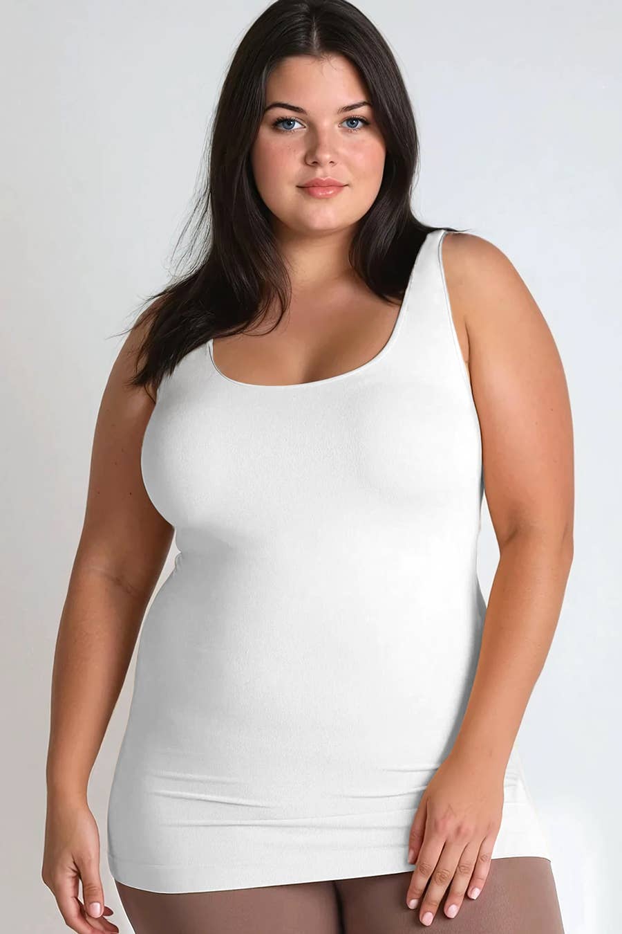 Zoey Plus Size Tank Top Jersey in White